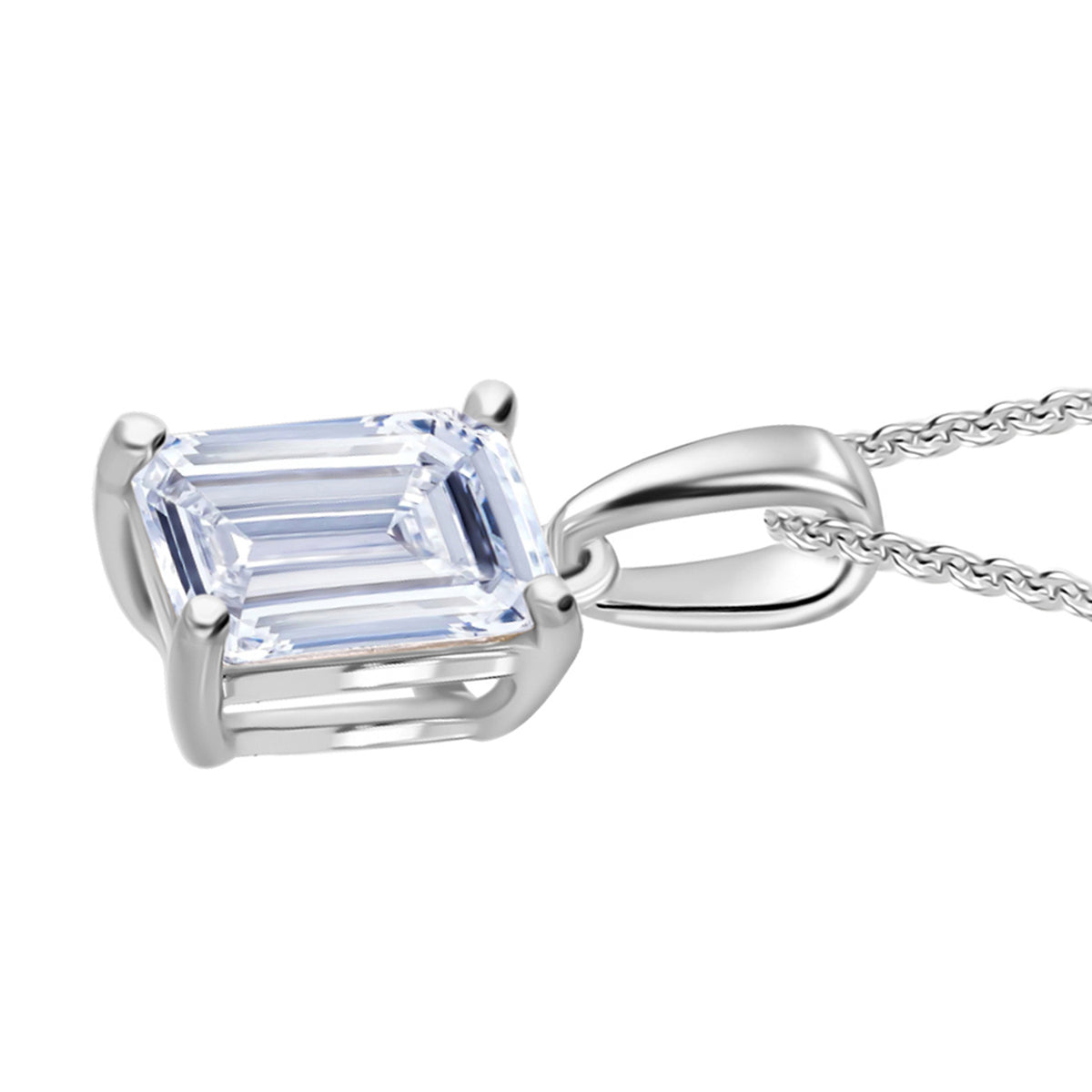 LUXURIANT 1 Ct. Lab Grown Diamond SI G-H Solitaire Pendant with Chain (Size 18 + 2 Ext) in Rhodium Overlay Sterling Silver 4424962 5