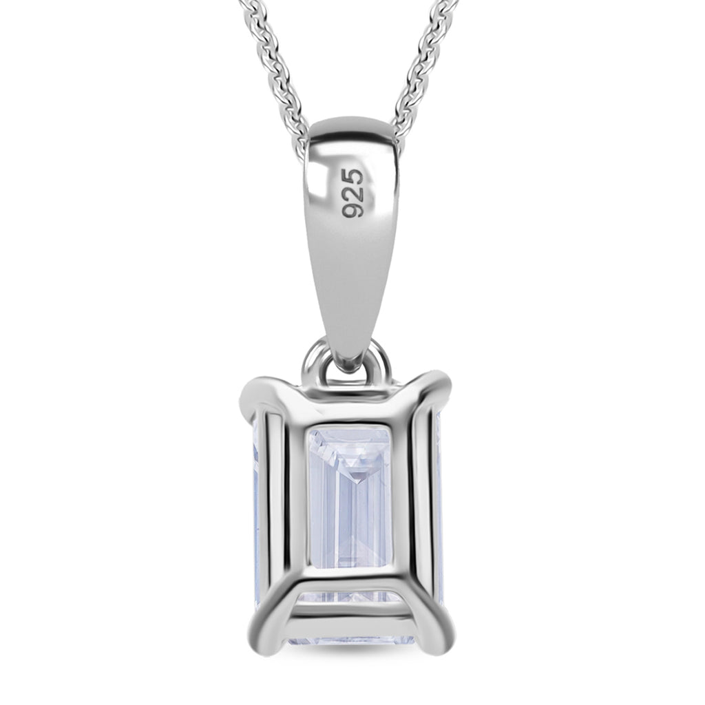 Luxuriant Emerald Cut Lab Grown Diamond (SI/GH) Pendant with Chain (Size 18 + 2 Ext) in Rhodium Overlay Sterling Silver 1.00 Ct._4424962_5