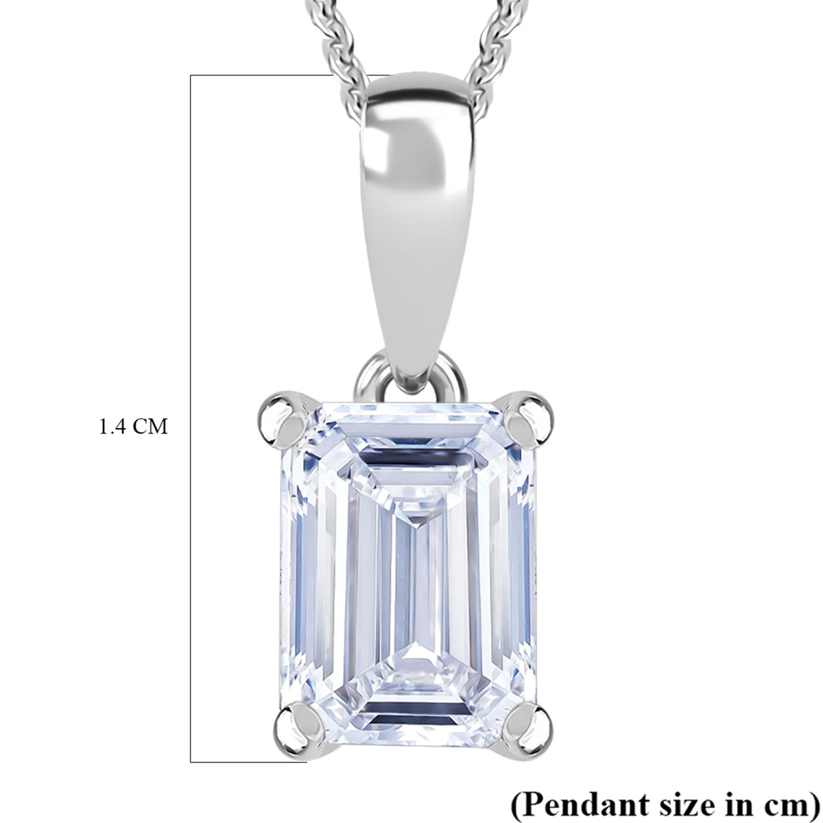 LUXURIANT 1 Ct. Lab Grown Diamond SI G-H Solitaire Pendant with Chain (Size 18 + 2 Ext) in Rhodium Overlay Sterling Silver 4424962 7