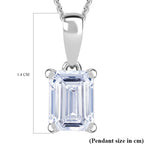 Luxuriant Emerald Cut Lab Grown Diamond (SI/GH) Pendant with Chain (Size 18 + 2 Ext) in Rhodium Overlay Sterling Silver 1.00 Ct._4424962_6