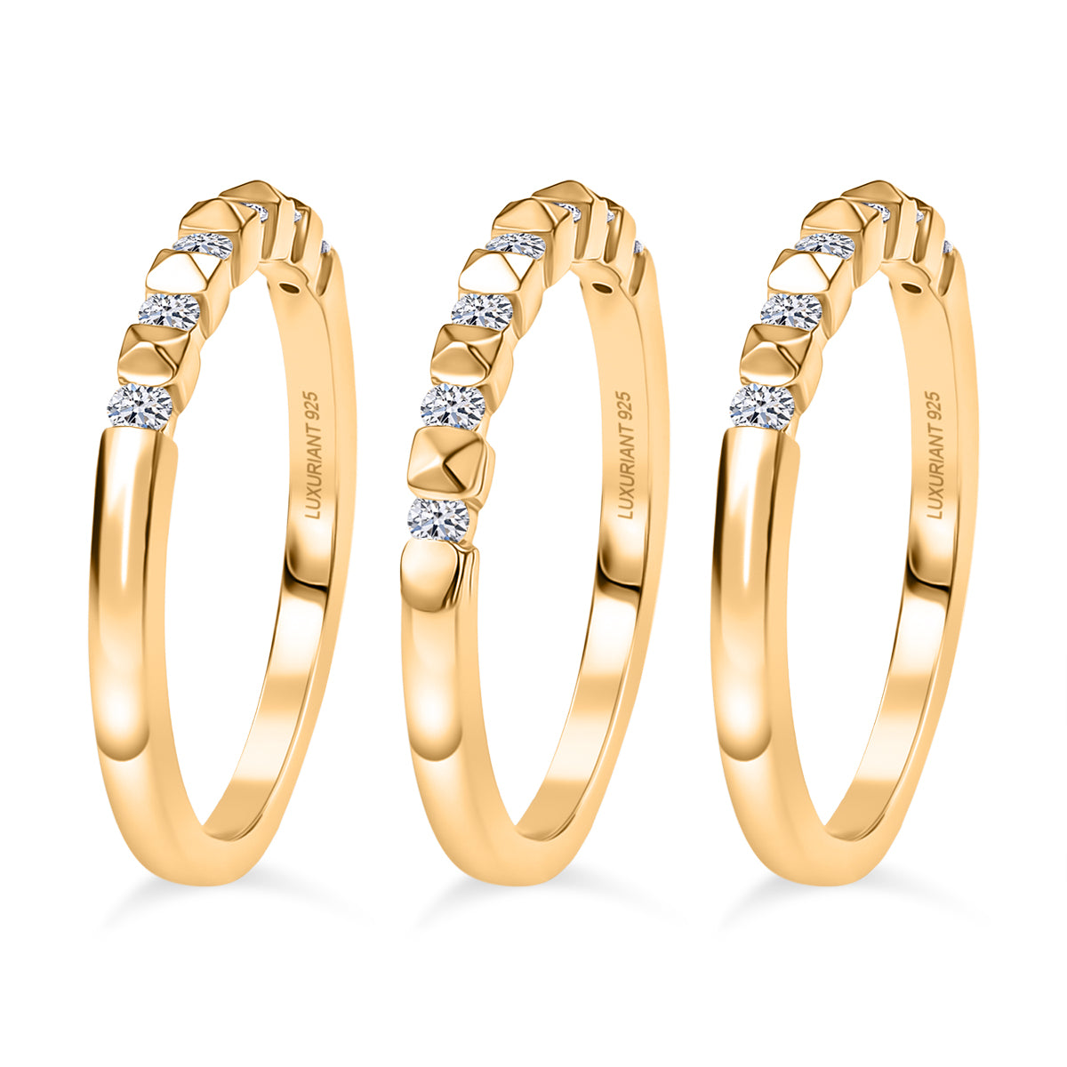 LUXURIANT 0.5 Ct. Lab Grown Diamond Stackable Ring in 18K Vermeil Yellow Gold Plated Sterling Silver 4425289 4