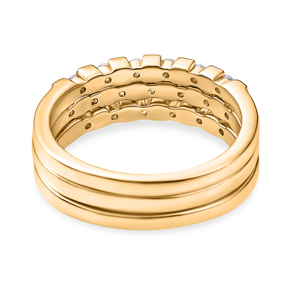 Set of 3 - Lab Grown Diamond (SI/GH) Stackable Ring in 18K Vermeil Yellow Gold Plated Sterling Silver 0.51 Ct, Silver Wt. 5.43 Gms._4425289_4