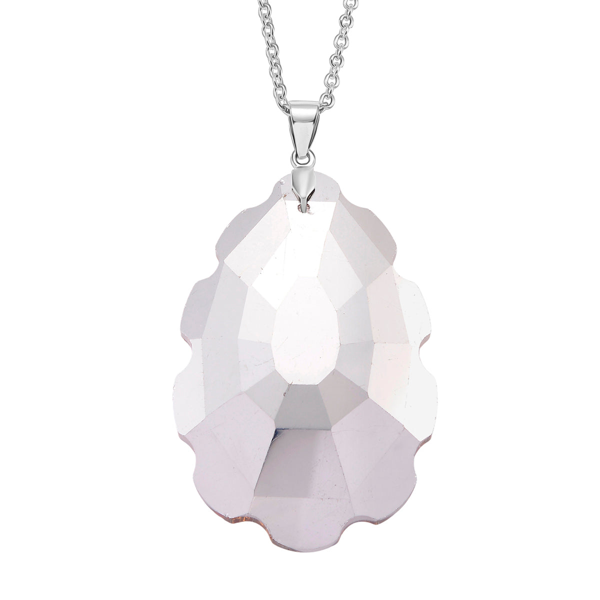 Orange Magic Color Crystal Solitaire Pendant with Chain (Size 24) in Silver Tone (62x40) V32521255 4