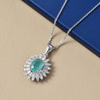D'Joy Emerald & Moissanite Pendant with Chain (Size 20) in Rhodium Overlay Sterling Silver 1.80 Ct._4425316_2