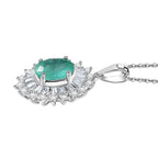 D'Joy Emerald & Moissanite Pendant with Chain (Size 20) in Rhodium Overlay Sterling Silver 1.80 Ct._4425316_3