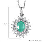 D'Joy Emerald & Moissanite Pendant with Chain (Size 20) in Rhodium Overlay Sterling Silver 1.80 Ct._4425316_5