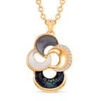 Bloomstone Collection - Set of 2 - Abalone Shell, White Shell Pearl & White Crystal Necklace (Size - 18+2 Ext) and Push Back Earring_4425453_3