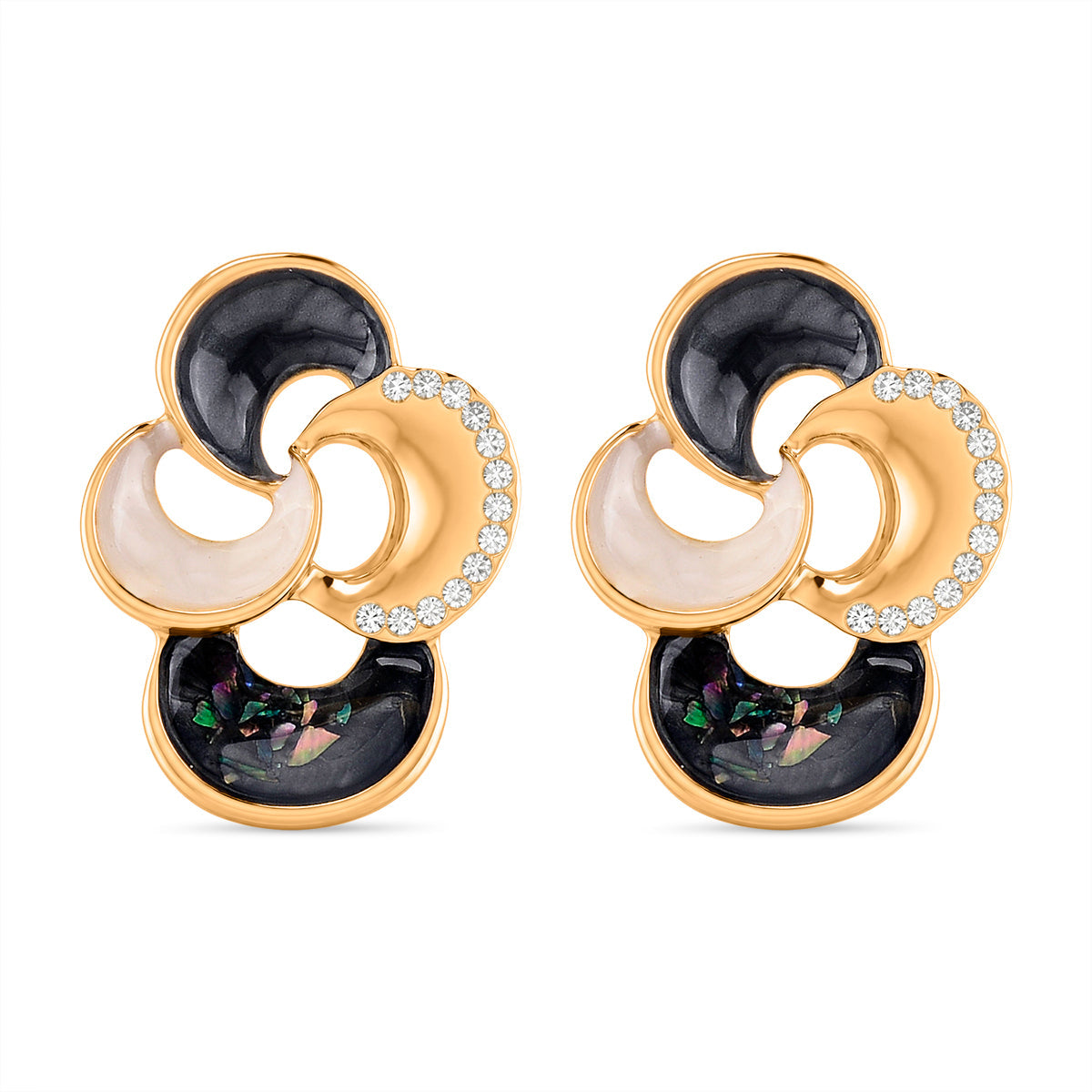 Bloomstone Collection - Set of 2 - Abalone Shell, White Shell Pearl &amp; White Crystal Necklace (Size - 18-2 Ext) and Push Back Earring V32364422 8