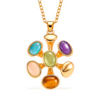 Bloomstone Collection - Set of 2 - Multi Colour Crystal Necklace (Size - 18+2 Ext) and Push Back Earring_4425458_3