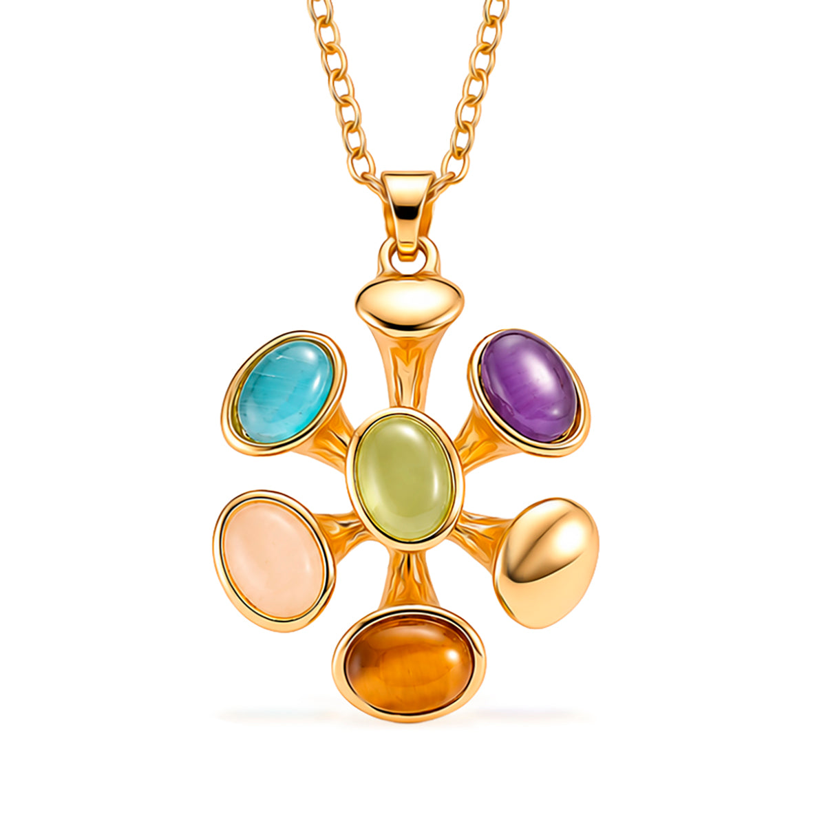 Bloomstone Collection - Set of 2 - Multi Colour Crystal Necklace (Size - 18+2 Ext) and Push Back Earring 4425458 4