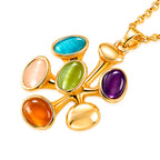 Bloomstone Collection - Set of 2 - Multi Colour Crystal Necklace (Size - 18+2 Ext) and Push Back Earring_4425458_4