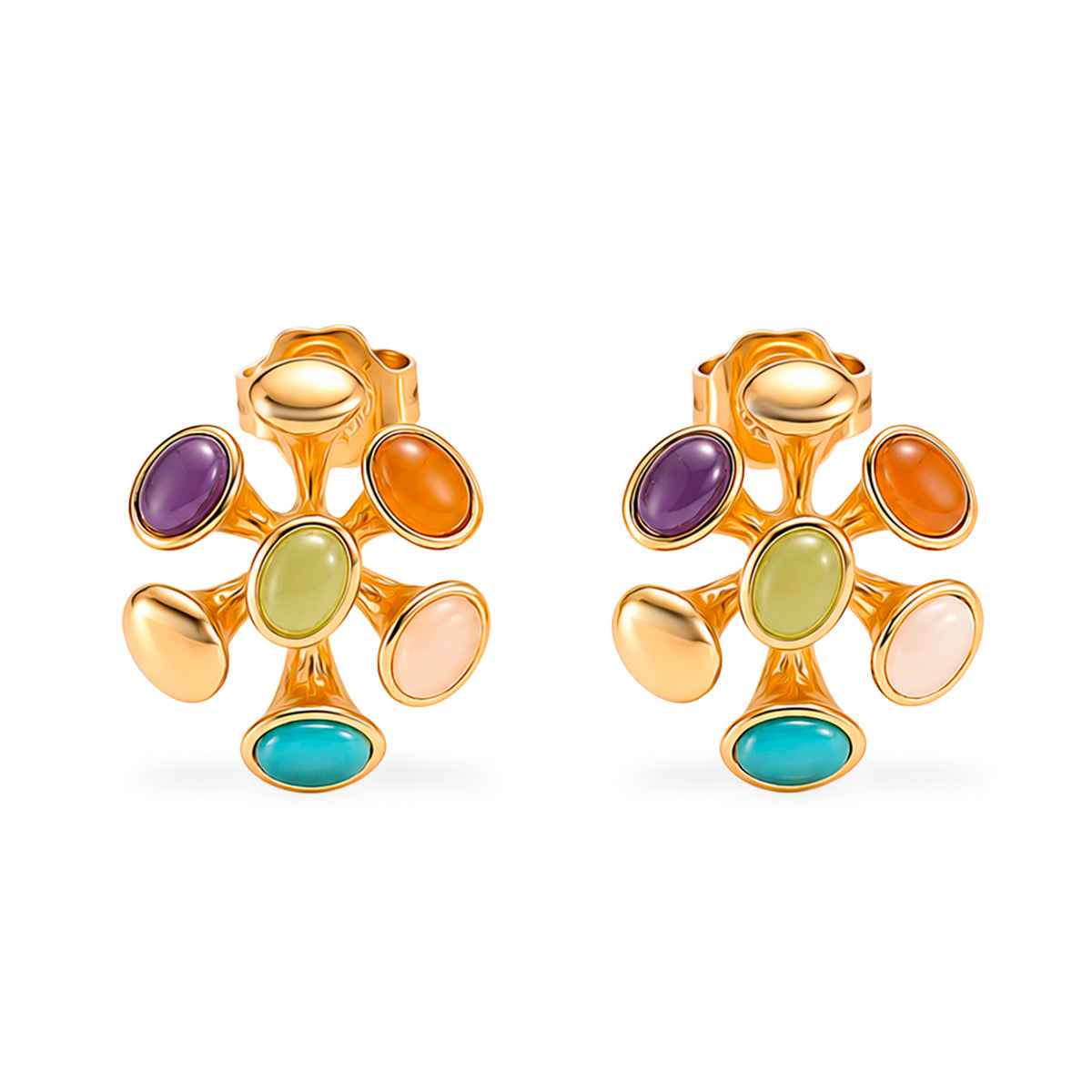 Bloomstone Collection - Set of 2 - Multi Colour Crystal Necklace (Size - 18-2 Ext) and Push Back Earring V32352266 8