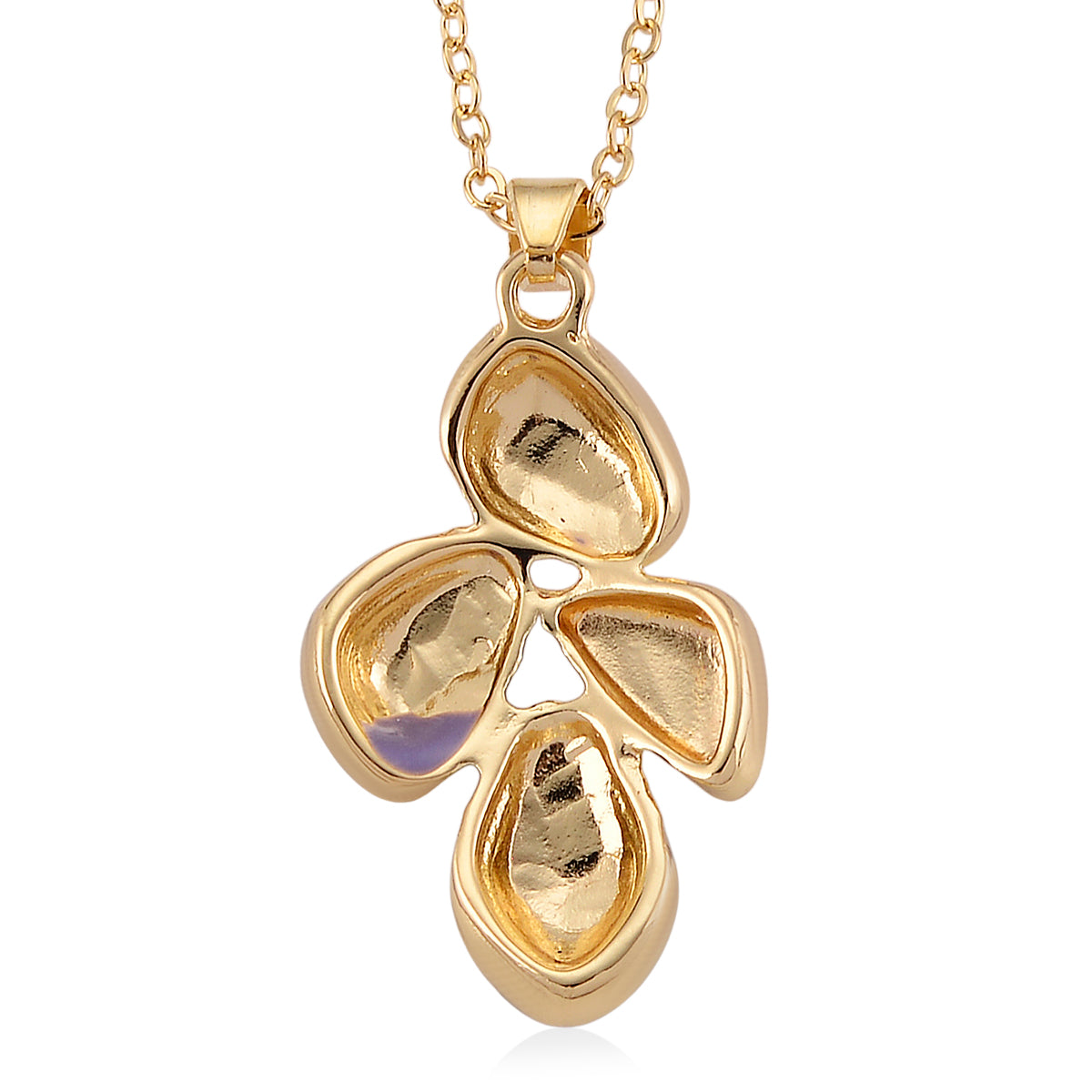 Bloomstone Collection - Set of 2 - Floral-Inspired Necklace (Size - 18-2 Ext) and Push Back Earring with Pink, Blue &amp; Purple Enameling 4425460 6
