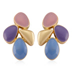 Bloomstone Collection - Set of 2 - Floral-Inspired Necklace (Size - 18+2 Ext) and Push Back Earring with Pink, Blue & Purple Enameling_4425460_7