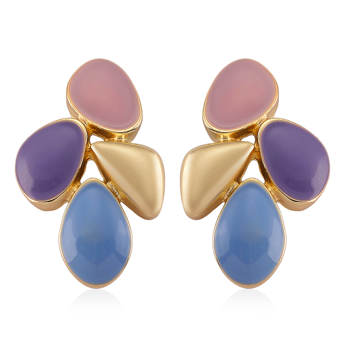 Bloomstone Collection - Set of 2 - Floral-Inspired Necklace (Size - 18-2 Ext) and Push Back Earring with Pink, Blue &amp; Purple Enameling V32349204 8