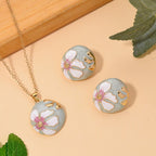 Bloomstone Collection - Set of 2 - Floral Necklace (Size - 18-2 Ext) and Push Back Earring