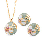 Bloomstone Collection - Set of 2 - Floral Necklace (Size - 18-2 Ext) and Push Back Earring