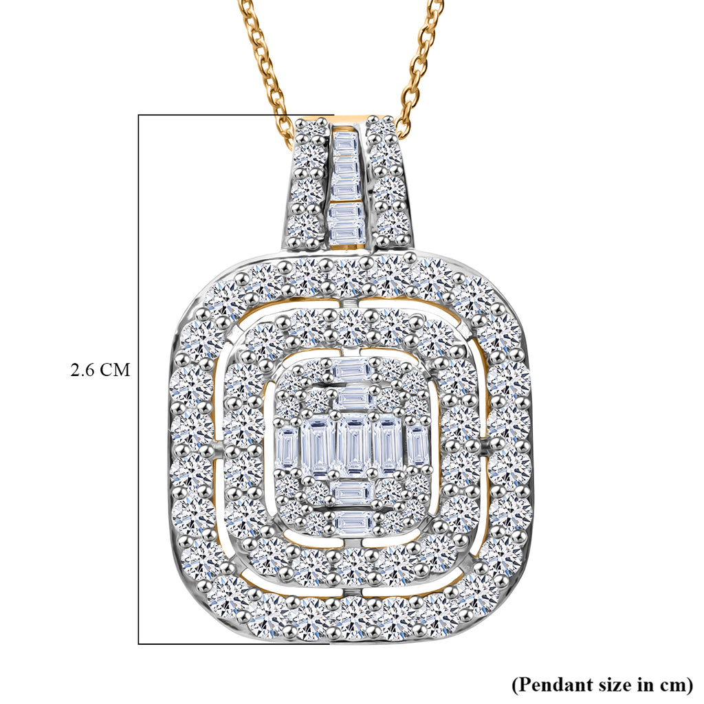 Luxuriant Lab Grown Diamond (SI/GH) Pendant with Chain (Size 18 + 2) in 18K Vermeil Yellow Gold Plated Sterling Silver 2.00 Ct._4425516_4