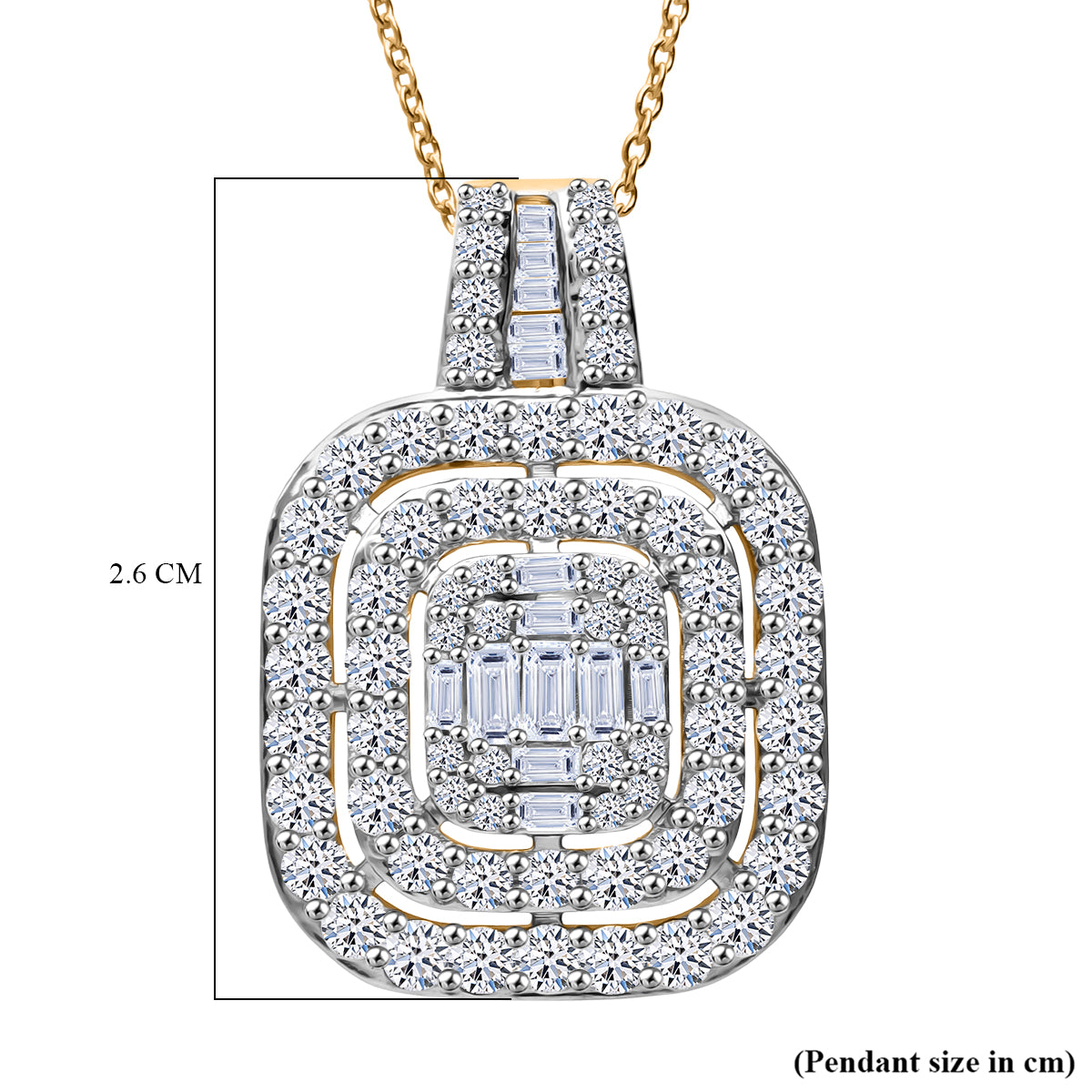 LUXURIANT 2 Ct. Lab Grown Diamond Cluster Pendant with Chain (Size 18 + 2) in 18K Vermeil Yellow Gold Plated Sterling Silver (SI/GH) 4425516 5