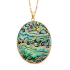 Abalone Shell Oval Cut Oceanic Elegance Pendant with Chain (Size 20+2 EXT) in Yellow Gold Tone 60.00 Ct_4426059