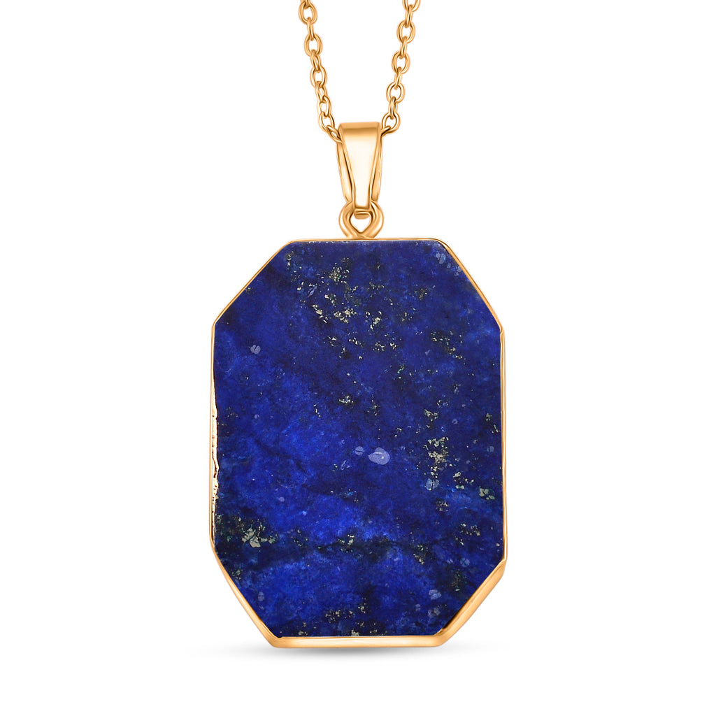 Tucson Close Out- Lapis Lazuli Solitaire Pendant with Chain (Size 20+2 Ext) (35x25)_4426061