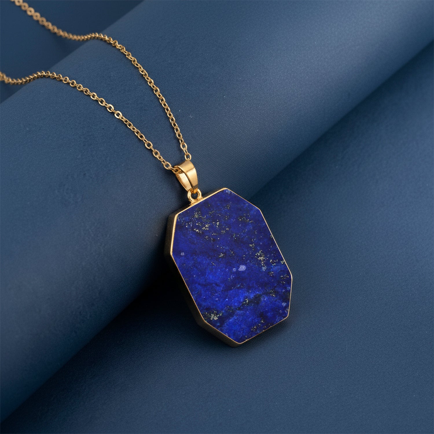 Tucson Close Out- Lapis Lazuli Solitaire Pendant with Chain (Size 20+2 Ext) (35x25) 4426061 1