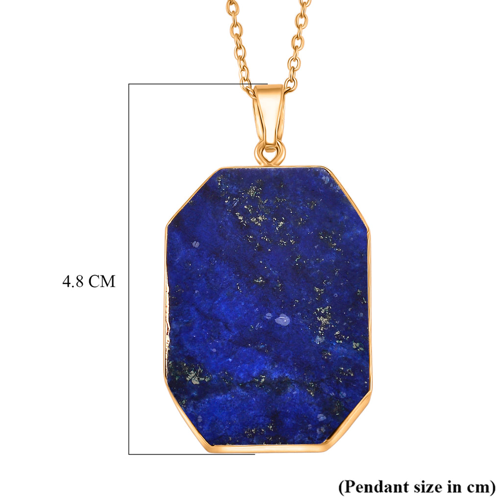 Tucson Close Out- Lapis Lazuli Solitaire Pendant with Chain (Size 20+2 Ext) (35x25)_4426061_5