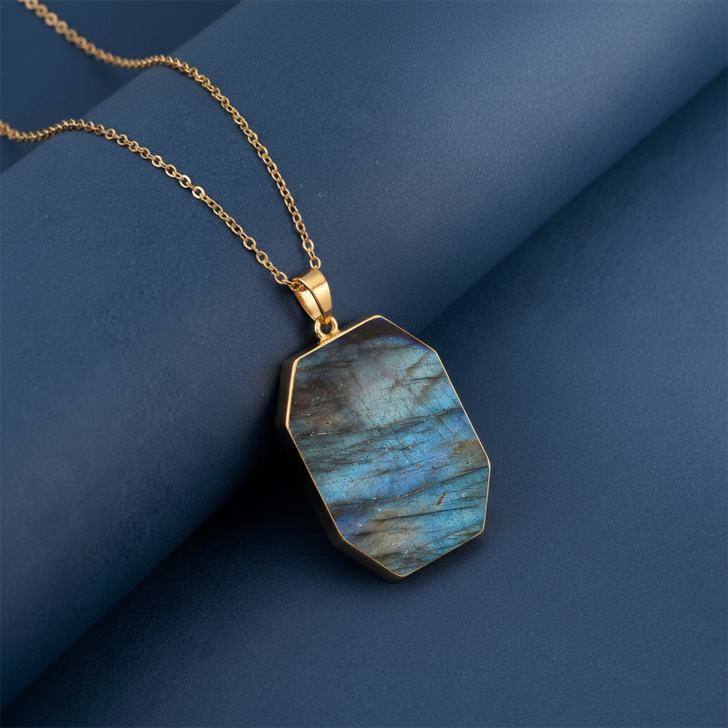 Tucson Close Out- Labradorite Solitaire Pendant with Chain (Size 20+2 Ext) (35x25) 4426064 1