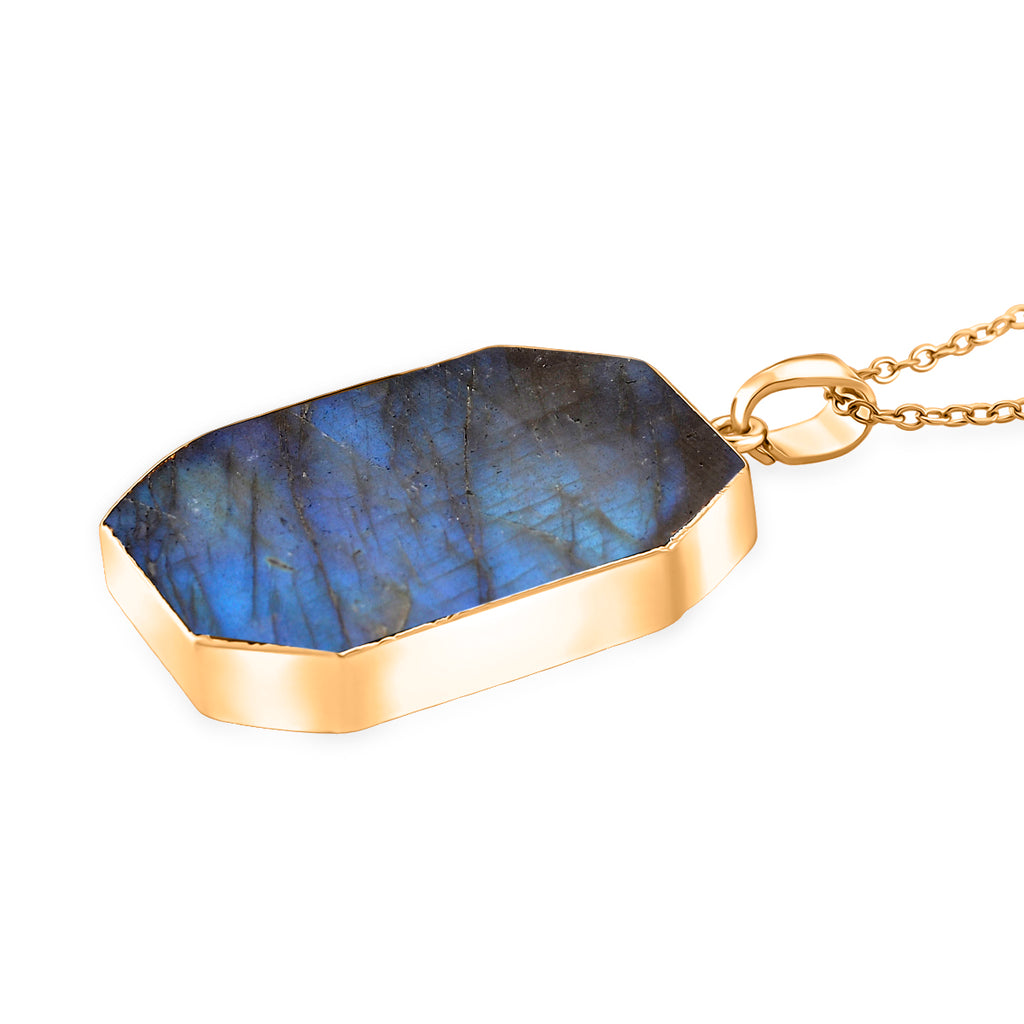 Tucson Close Out- Labradorite Solitaire Pendant with Chain (Size 20+2 Ext) (35x25)_4426064_3
