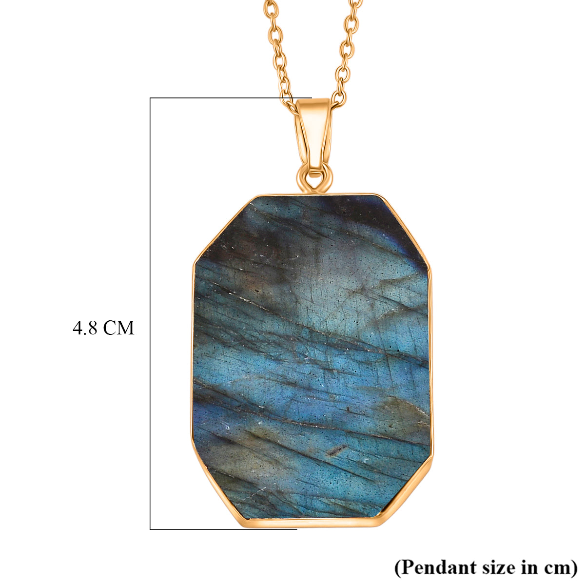 Tucson Close Out- Labradorite Solitaire Pendant with Chain (Size 20+2 Ext) (35x25) 4426064 5