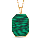 Malachite Solitaire Pendant with Chain (Size 20+2 Ext) 20.00 Ct.(36x25)_4426066