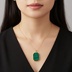 Malachite Solitaire Pendant with Chain (Size 20+2 Ext) 20.00 Ct.(36x25)_4426066_2