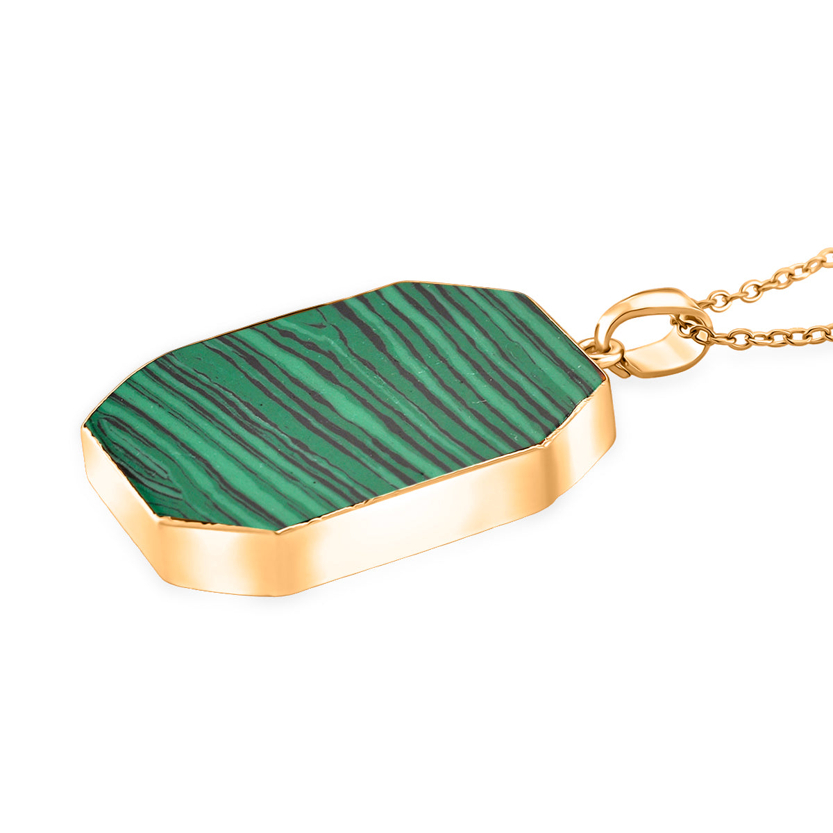 Malachite Solitaire Pendant with Chain (Size 20+2 Ext) 20.00 Ct.(36x25) 4426066 3
