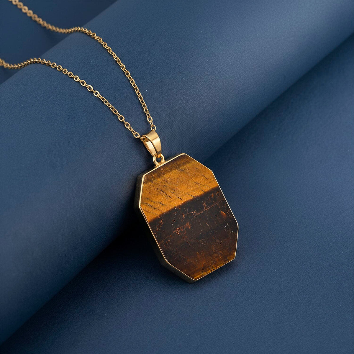 Yellow Tigers Eye Pendant with Chain (Size 20+2 Ext) in Yellow Gold Tone 20.00 Ct. (36x25) V32746599 2
