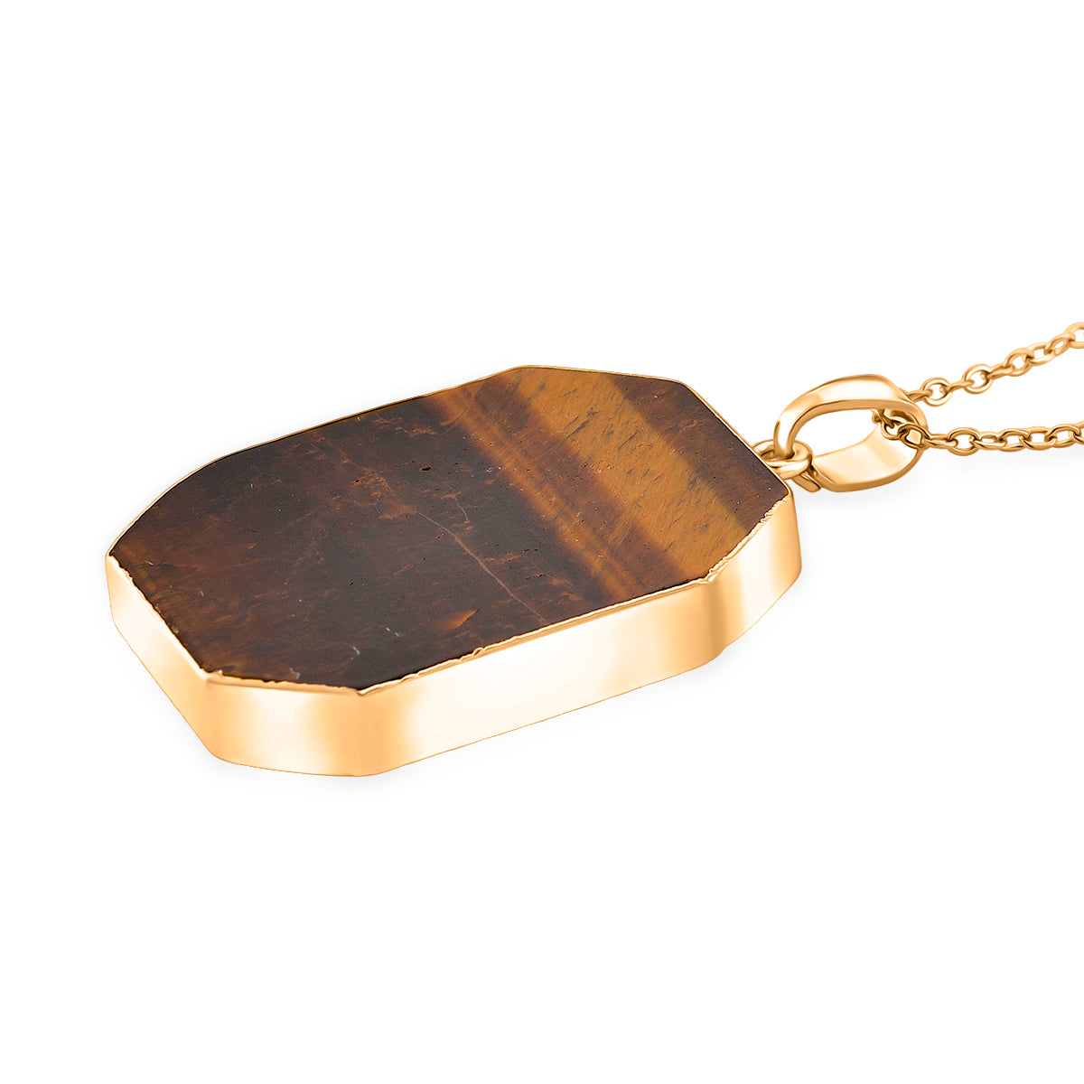 Yellow Tigers Eye Pendant with Chain (Size 20+2 Ext) in Yellow Gold Tone 20.00 Ct. (36x25) 4426068 3