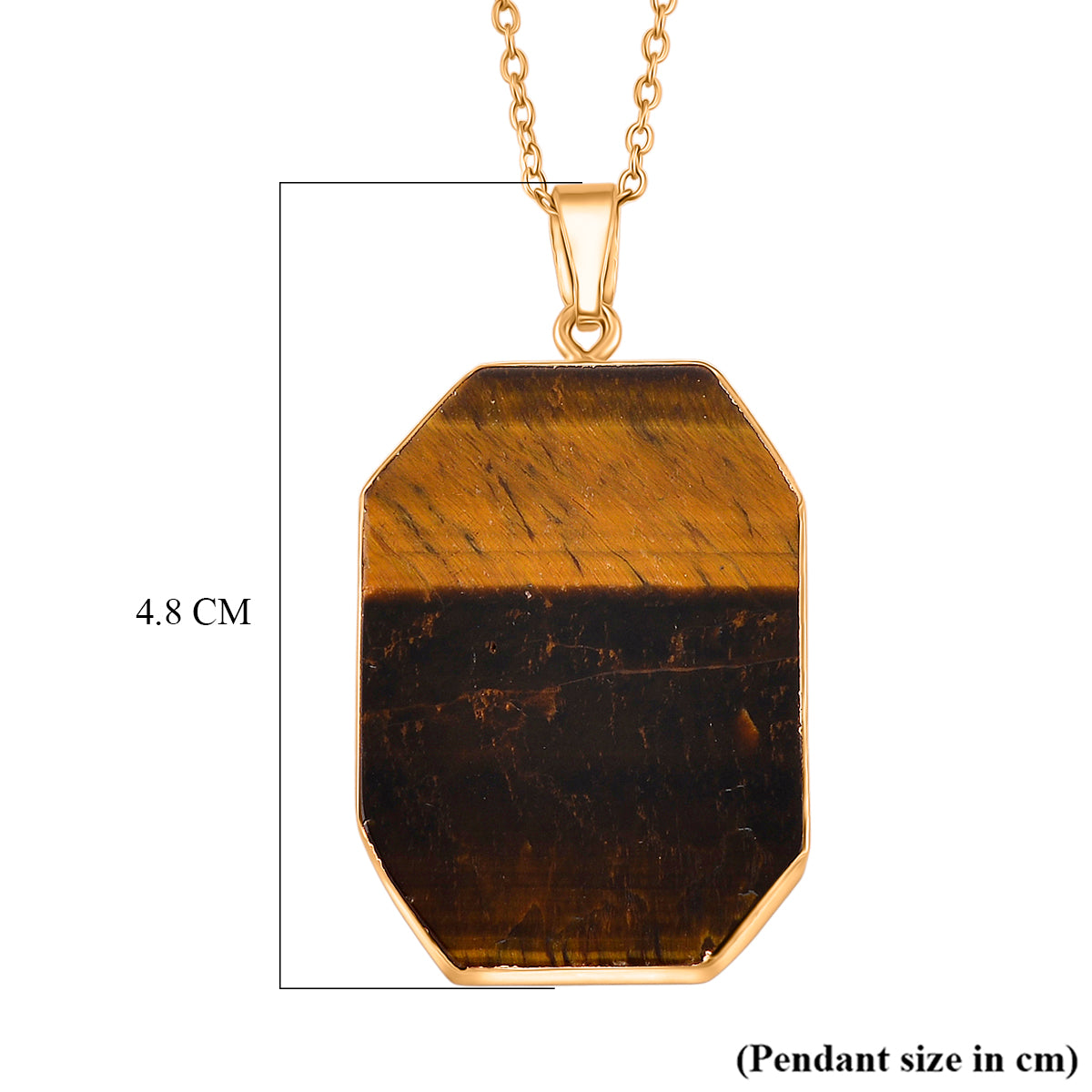 Yellow Tigers Eye Pendant with Chain (Size 20+2 Ext) in Yellow Gold Tone 20.00 Ct. (36x25) 4426068 5