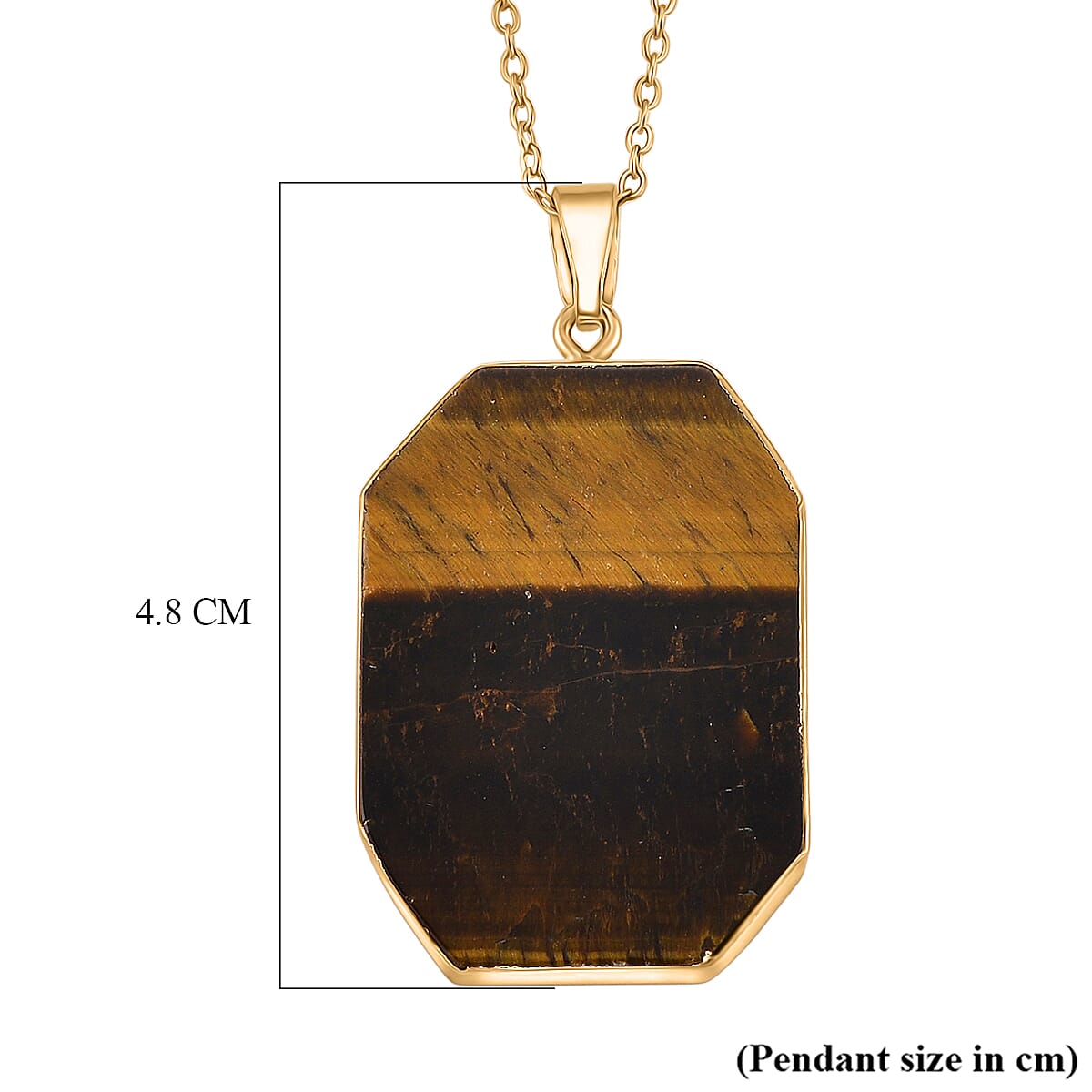 Yellow Tigers Eye Pendant with Chain (Size 20+2 Ext) in Yellow Gold Tone 20.00 Ct. (36x25) V32746599 6
