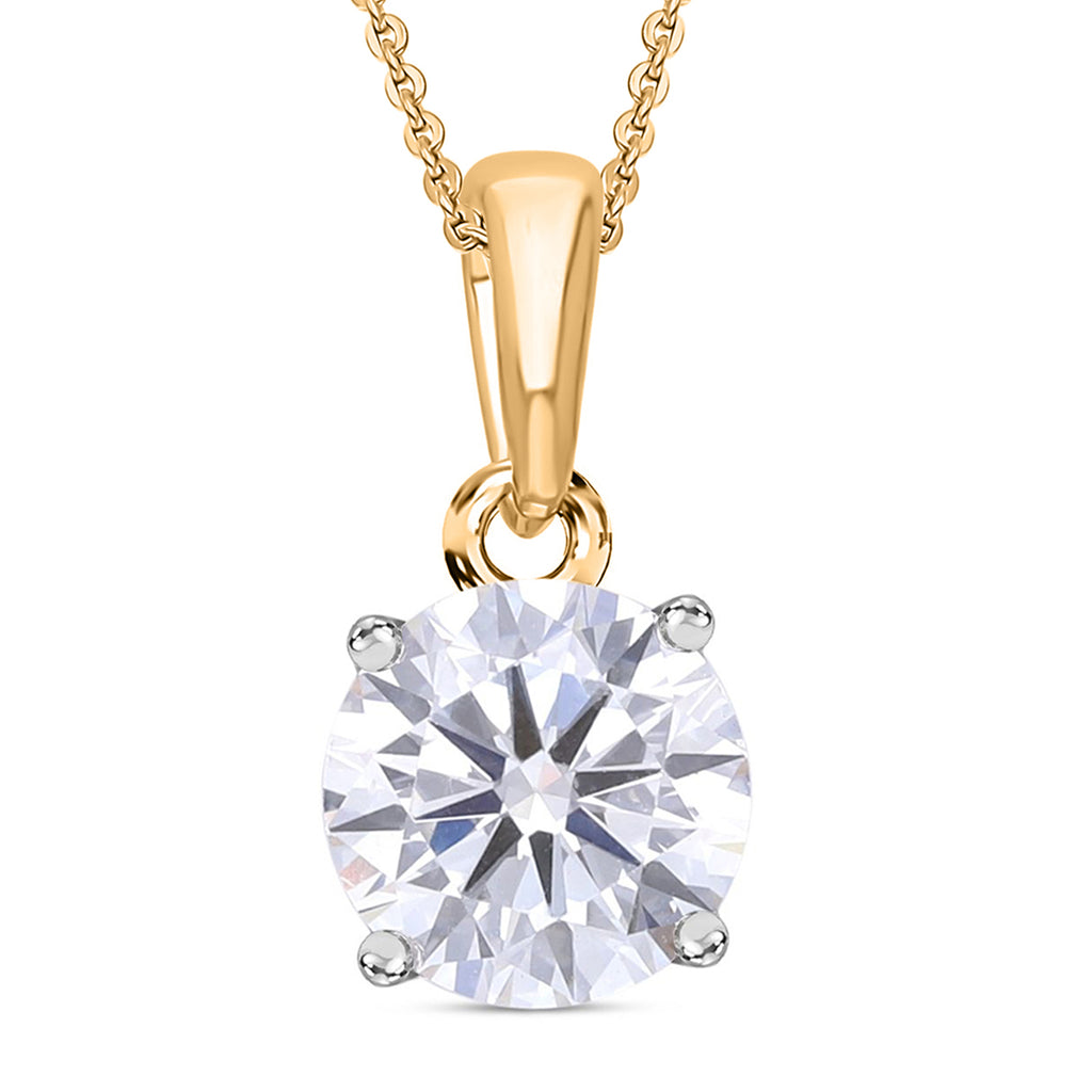 Luxuriant - Lab Grown Diamond (SI/G-H) Solitaire Pendant with Curb Chain (Size 18+2 Ext) in 18K Vermeil Yellow Gold Plated Sterling Silver 1.00 Ct._4426577