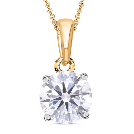 LUXURIANT 1 Ct. Lab Grown Diamond Brilliant-Cut Solitaire Pendant with Curb Chain (Size 18 - 2 Ext) in 18K Vermeil Yellow Gold Plated Sterling Silver (SI-GH) 4426577 1
