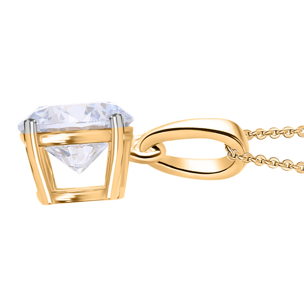 Luxuriant - Lab Grown Diamond (SI/G-H) Solitaire Pendant with Curb Chain (Size 18+2 Ext) in 18K Vermeil Yellow Gold Plated Sterling Silver 1.00 Ct._4426577_4