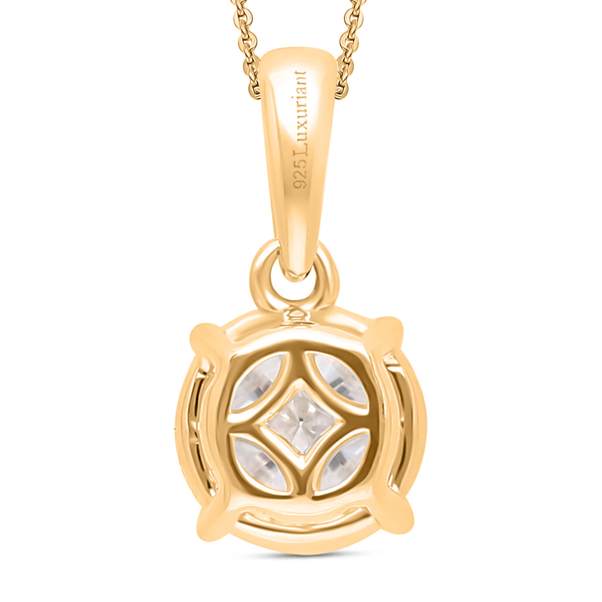 LUXURIANT 1 Ct. Lab Grown Diamond Brilliant-Cut Solitaire Pendant with Curb Chain (Size 18 - 2 Ext) in 18K Vermeil Yellow Gold Plated Sterling Silver (SI-GH) 4426577 6