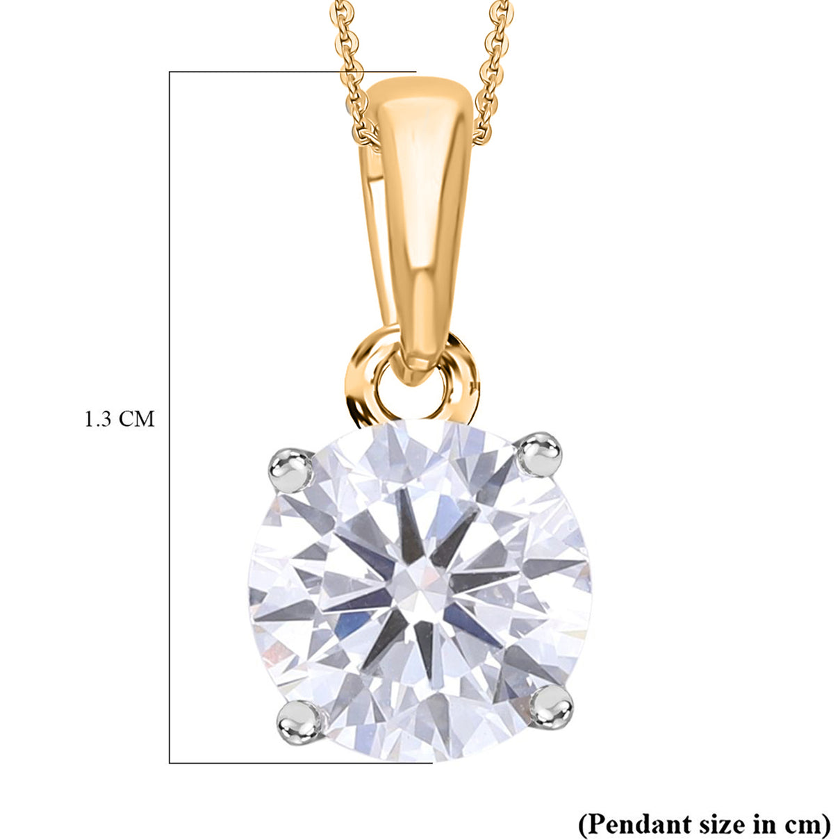 LUXURIANT 1 Ct. Lab Grown Diamond Brilliant-Cut Solitaire Pendant with Curb Chain (Size 18 - 2 Ext) in 18K Vermeil Yellow Gold Plated Sterling Silver (SI-GH) 4426577 7