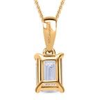 Luxuriant - Lab Grown Diamond (SI/G-H) Emerald Cut Solitaire Pendant with Curb Chain (Size 18 + 2 Ext) in 18K Vermeil Yellow Gold Plated Sterling Silver 1.00 Ct._4426580_5