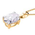 Luxuriant - Lab Grown Diamond (SI/G-H) Oval Cut Solitaire Pendant with Curb Chain (Size 18 + 2 Ext) in 18K Vermeil Yellow Gold Plated Sterling Silver 1.00 Ct._4426581_4