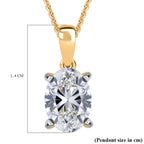 Luxuriant - Lab Grown Diamond (SI/G-H) Oval Cut Solitaire Pendant with Curb Chain (Size 18 + 2 Ext) in 18K Vermeil Yellow Gold Plated Sterling Silver 1.00 Ct._4426581_6