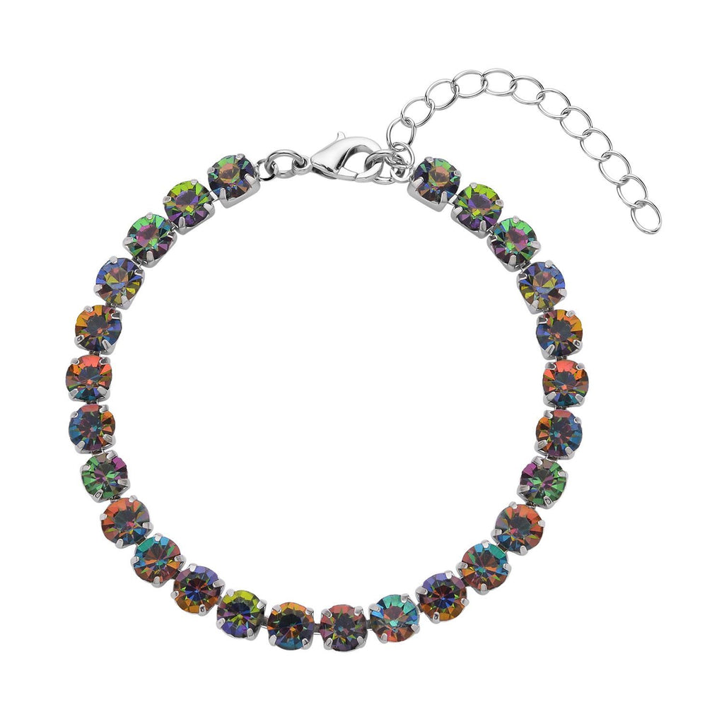 9 Piece Set - 4 Peacock Colour Shell Pearl Earrings, 4 Magic Colour Crystal Earrings and Tennis Bracelet (Size 8 + 1.5 Ext) 52.50 Ct._4428893_2