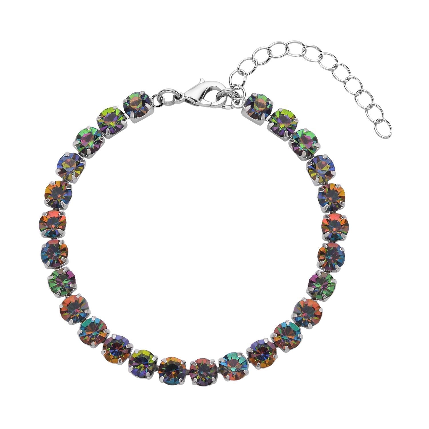 9 Piece Set - 4 Peacock Colour Shell Pearl Earrings, 4 Magic Colour Crystal Earrings and Tennis Bracelet (Size 8 + 1.5 Ext) 52.50 Ct. 4428893 2