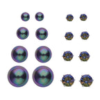 9 Piece Set - 4 Peacock Colour Shell Pearl Earrings, 4 Magic Colour Crystal Earrings and Tennis Bracelet (Size 8 + 1.5 Ext) 52.50 Ct._4428893_3