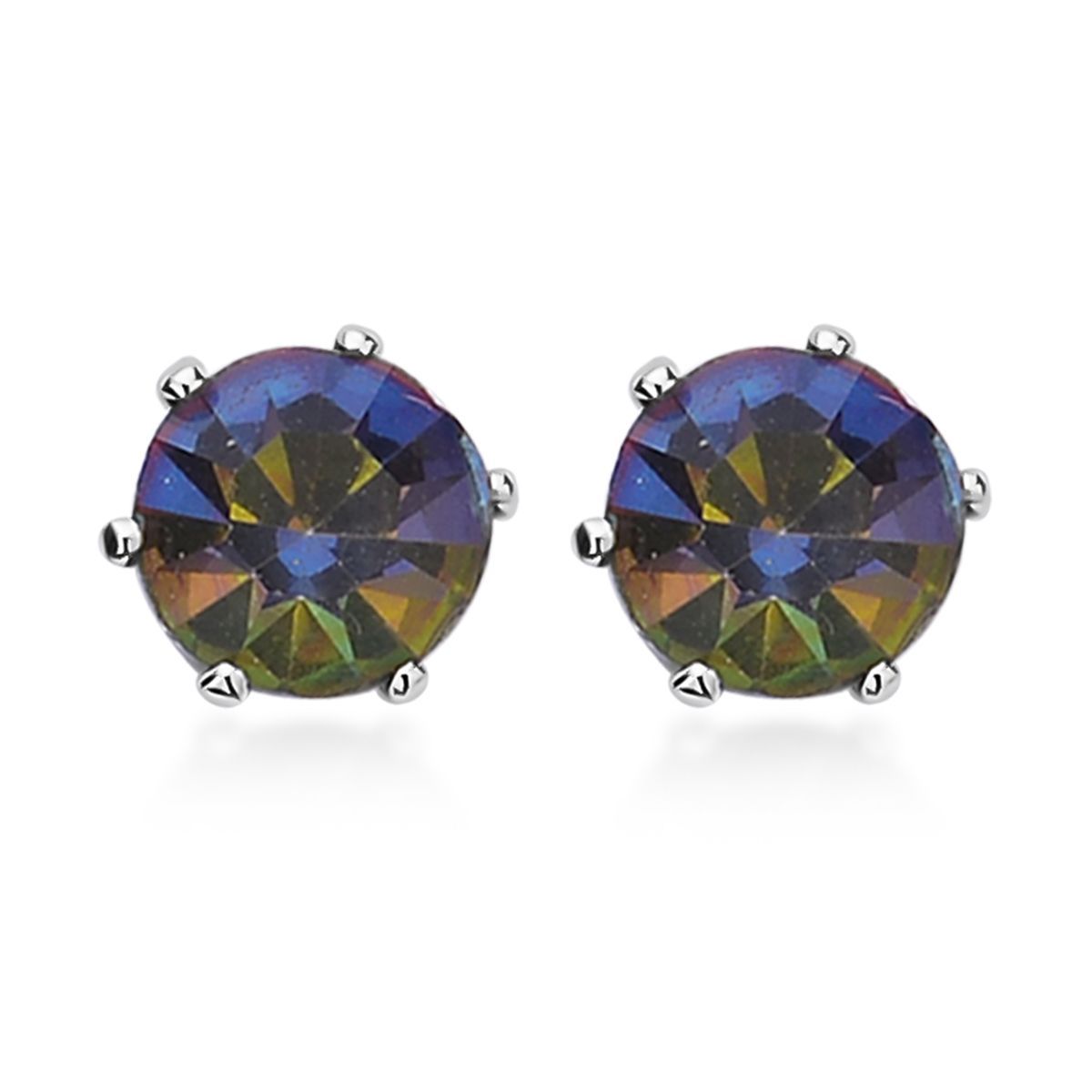 9 Piece Set - 4 Peacock Colour Shell Pearl Earrings, 4 Magic Colour Crystal Earrings and Tennis Bracelet (Size 8 + 1.5 Ext) 52.50 Ct. 4428893 4