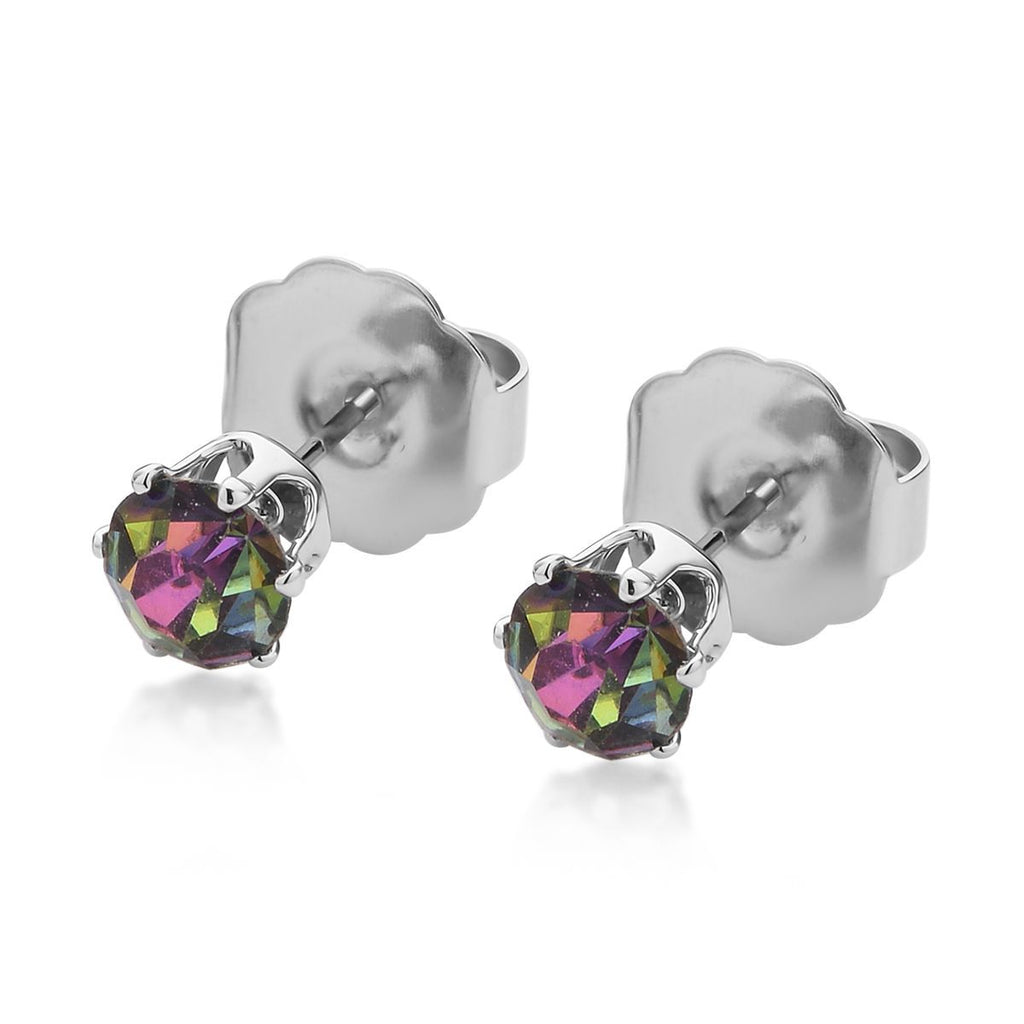 9 Piece Set - 4 Peacock Colour Shell Pearl Earrings, 4 Magic Colour Crystal Earrings and Tennis Bracelet (Size 8 + 1.5 Ext) 52.50 Ct._4428893_5